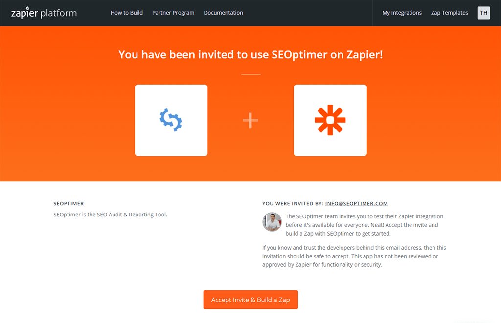 Zapier-Einladung